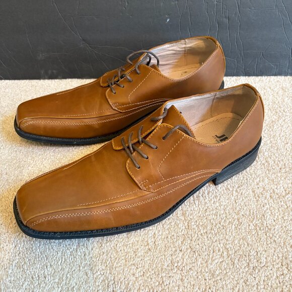 J Ferrar Cognac Tie Loafers Shoes Men's Size 12M Brown Leather 014-2907 - Picture 1 of 10